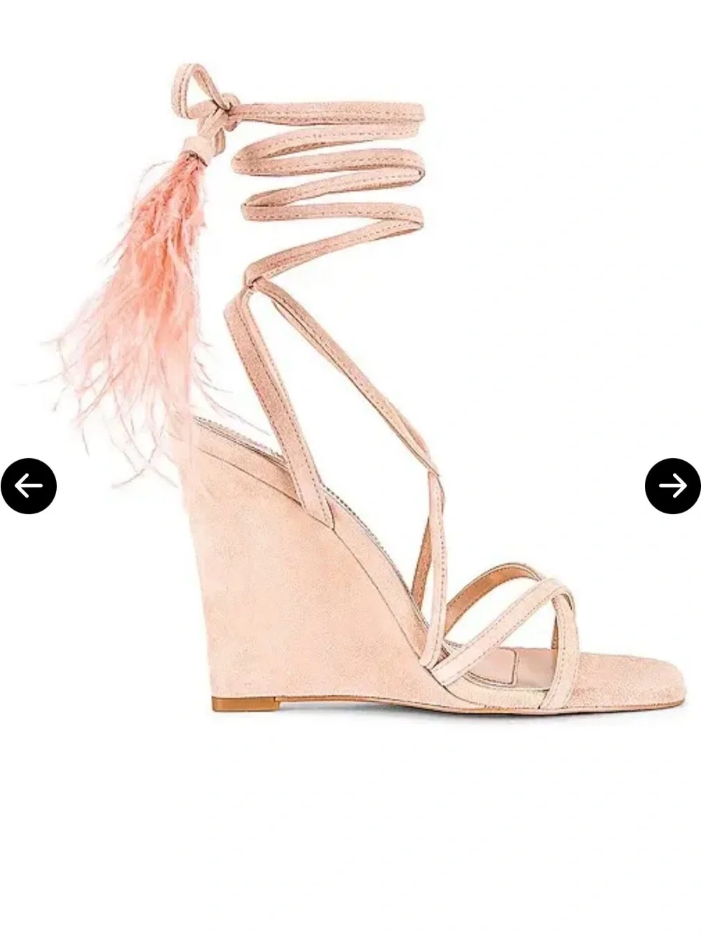 Jennifer Lopez Blush Feather Lace-Up Heels